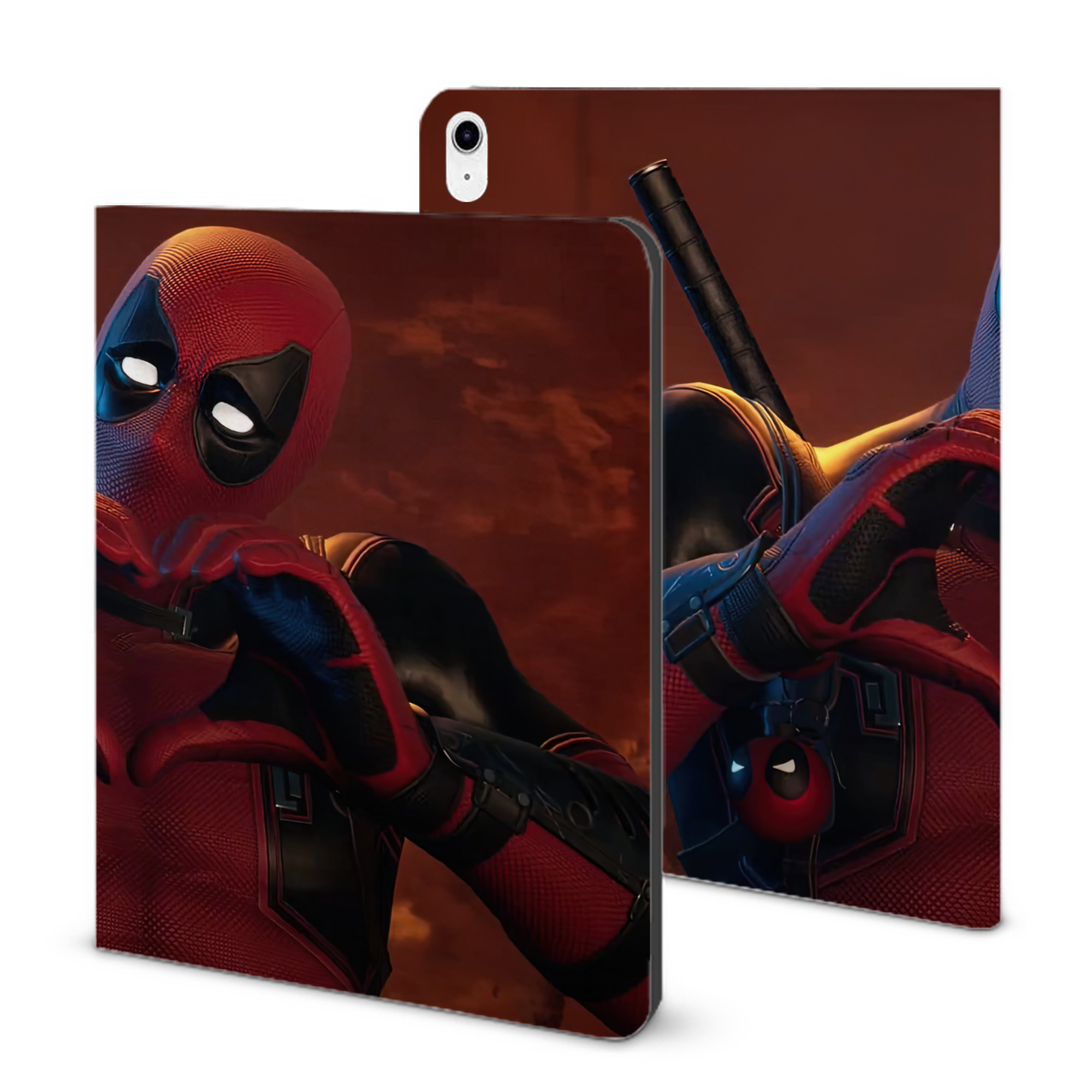 （画像用） Deadpool デッドプール IPad ケース ブック型 PUレザー TPU 耐衝撃 軽量 薄型 ペン収納なし 全面保護 IPad 各モデル対応